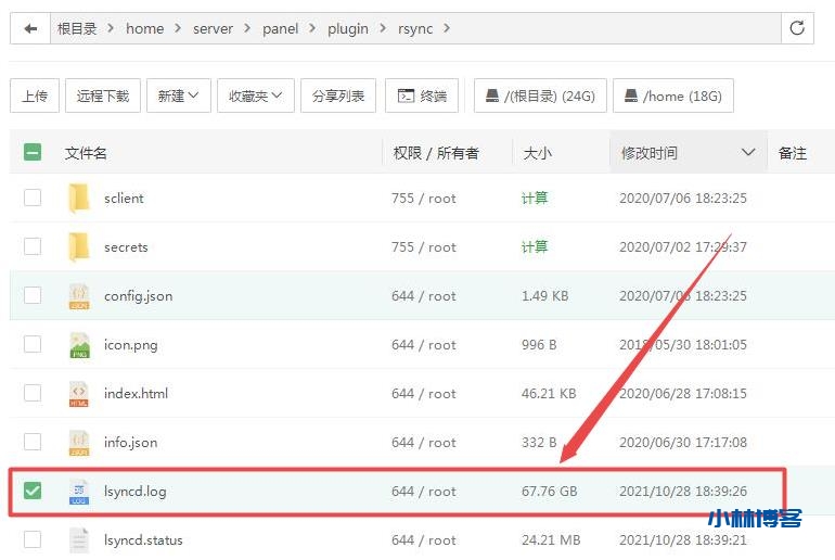 宝塔面板lsyncd.log文件占用空间过大可以清理吗？-小林博客